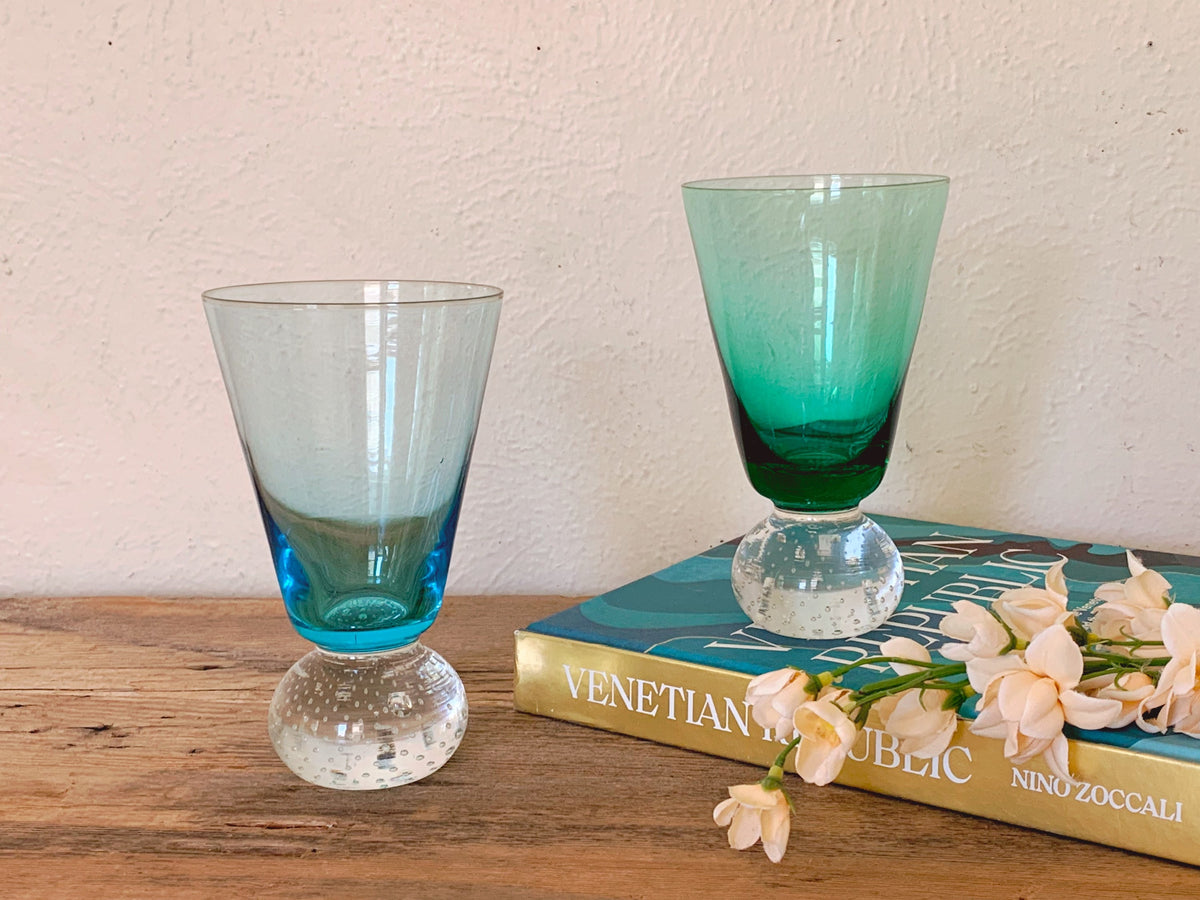  Martini Glass Candle Holder with Blue Stem and Hand