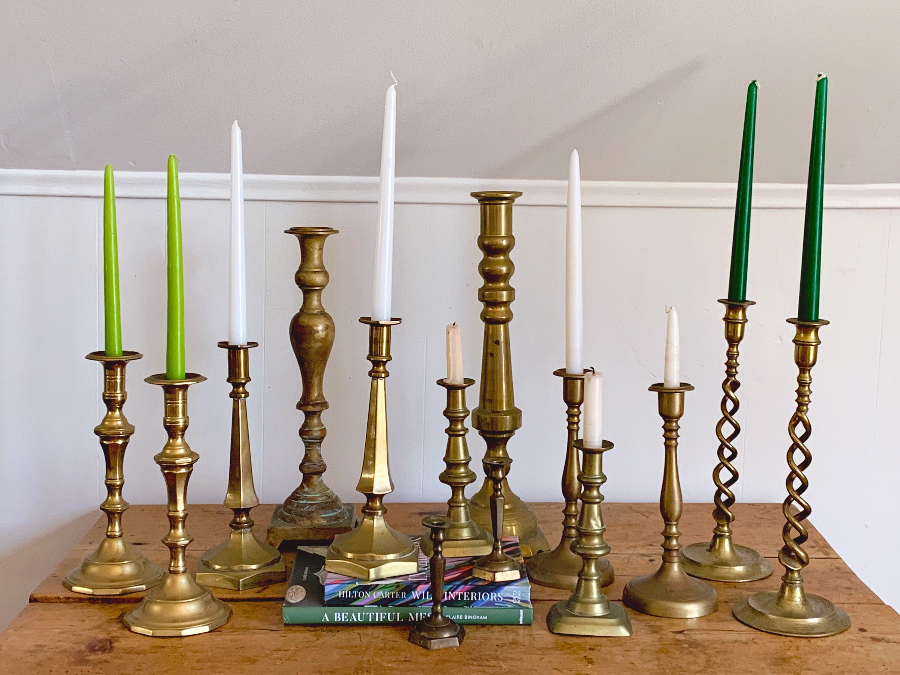 Assorted Pairs of Vintage Brass Taper Candle Holders