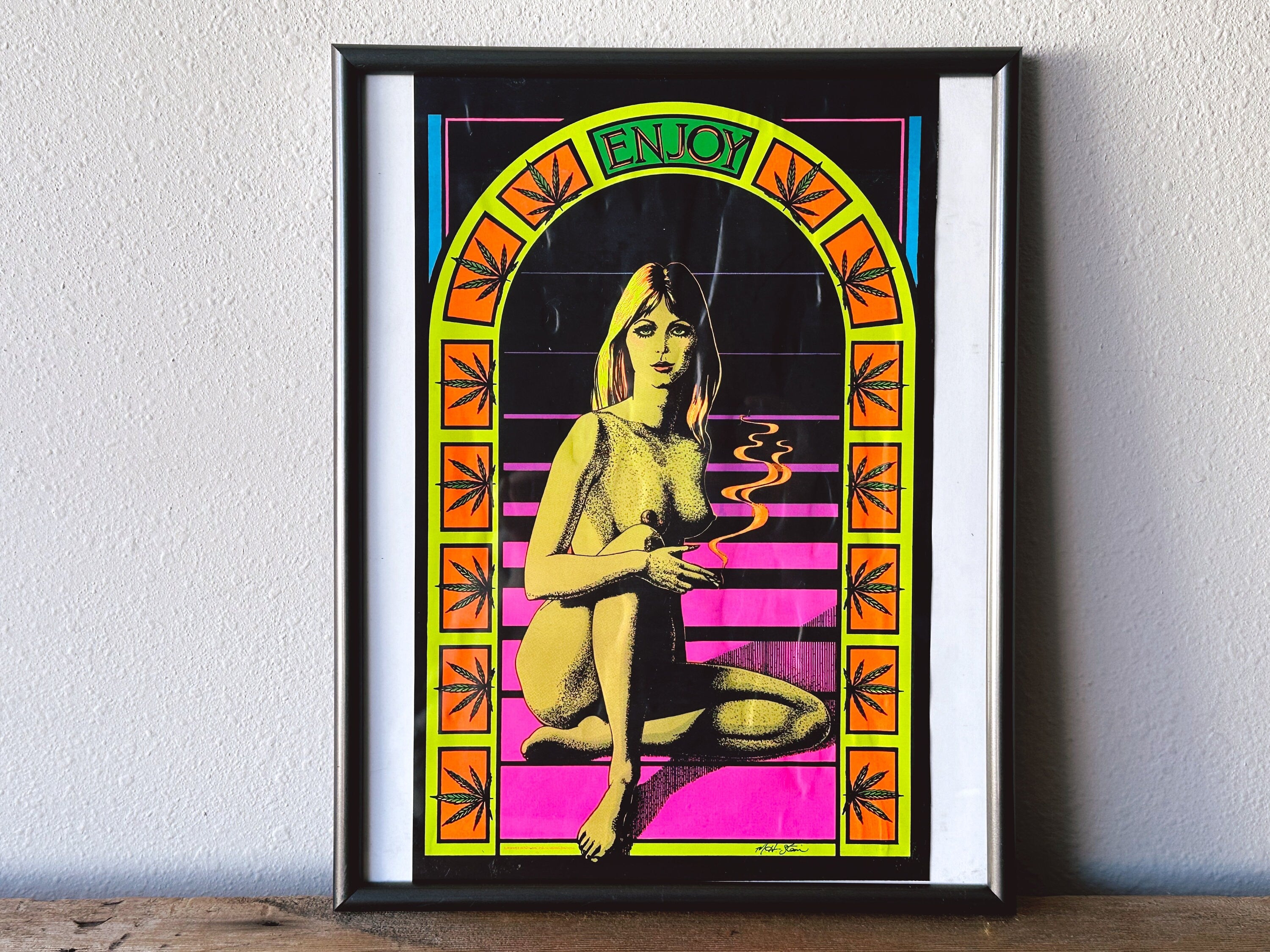 Vintage Marijuana Blacklight Poster of Smoking Nude Woman | Black Fram –  Urban Nomad NYC