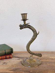 Vintage Brass Dragon Candleholder | Asian Inspired Home Decor | Gift For Him | Antique Brass Candlestick