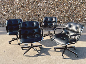 Pair of Vintage 1980s Black Leather Executive Desk Chairs by Charles Pollock for Knoll | SHIPPING NOT FREE | Roller Wheel Office Chairs