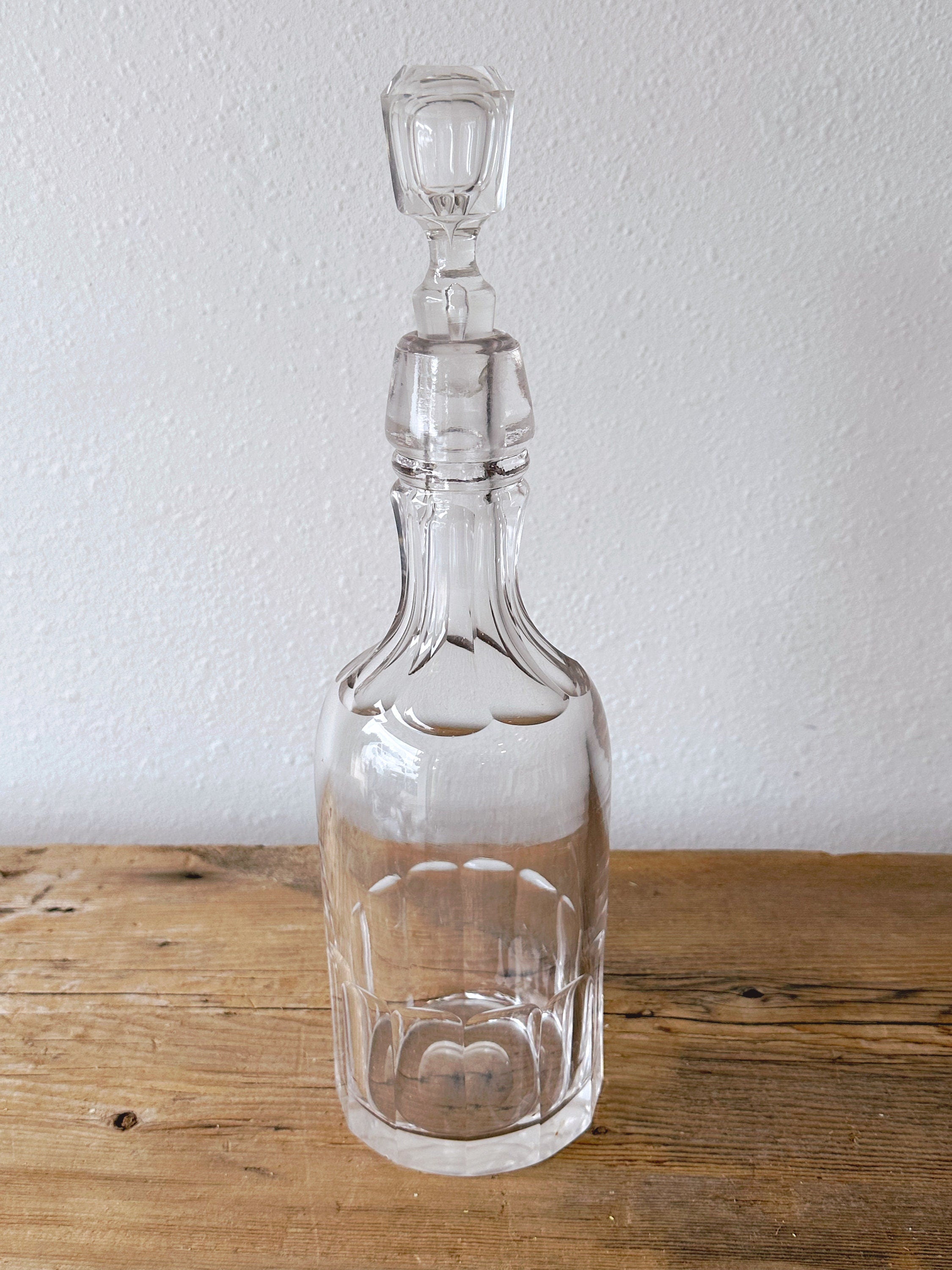 Vintage Brilliant Clear Crystal Glass Decanter | Antique Liquor Decanter Barware Bar Cart Decor | Gift for Him Father's Day Gift