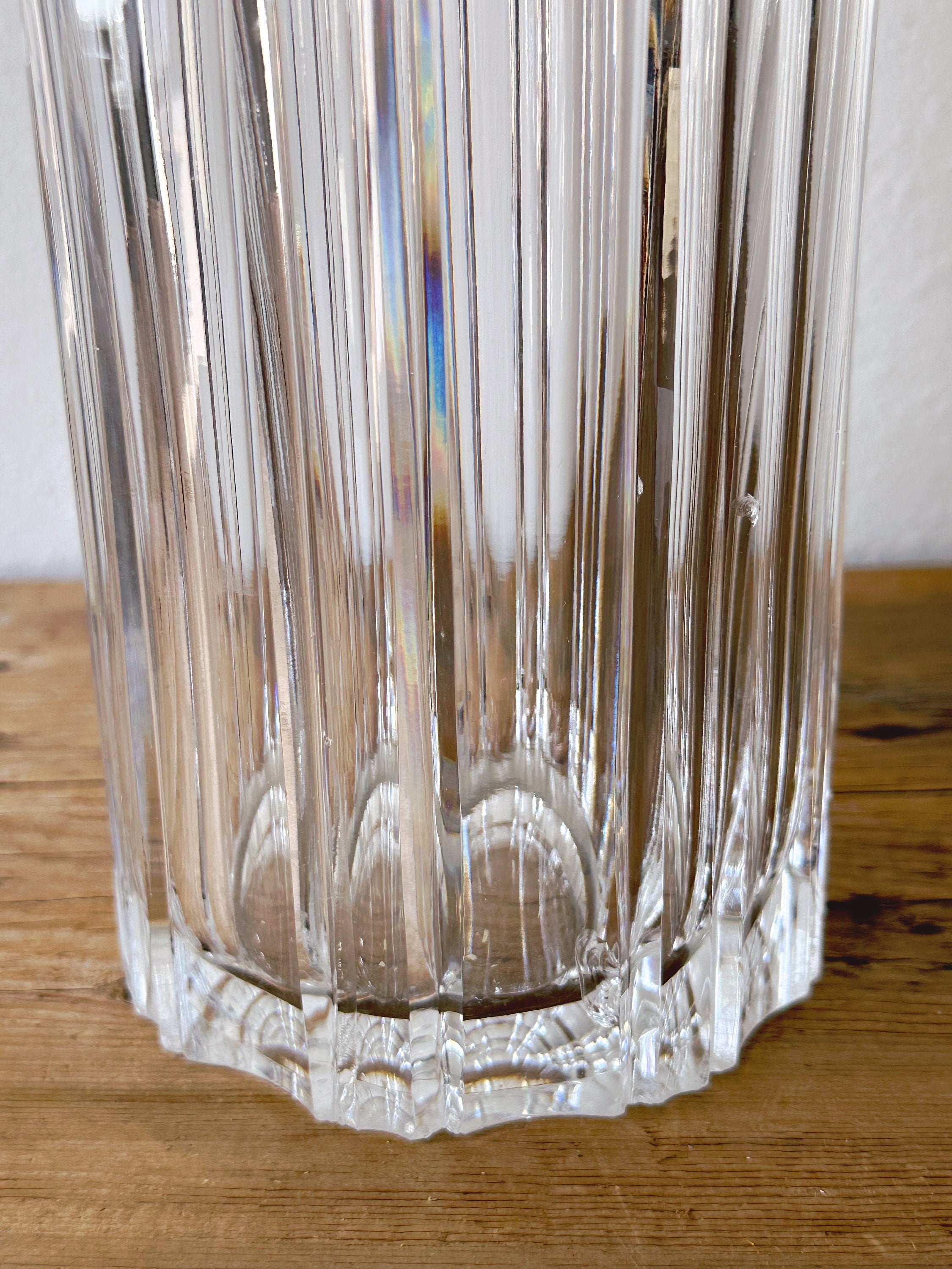 Vintage Premium Clear Cut Crystal Vase | Heavy Cylindrical Flower Vase with Arches Pattern | Housewarming Gift For Her Wedding Decor