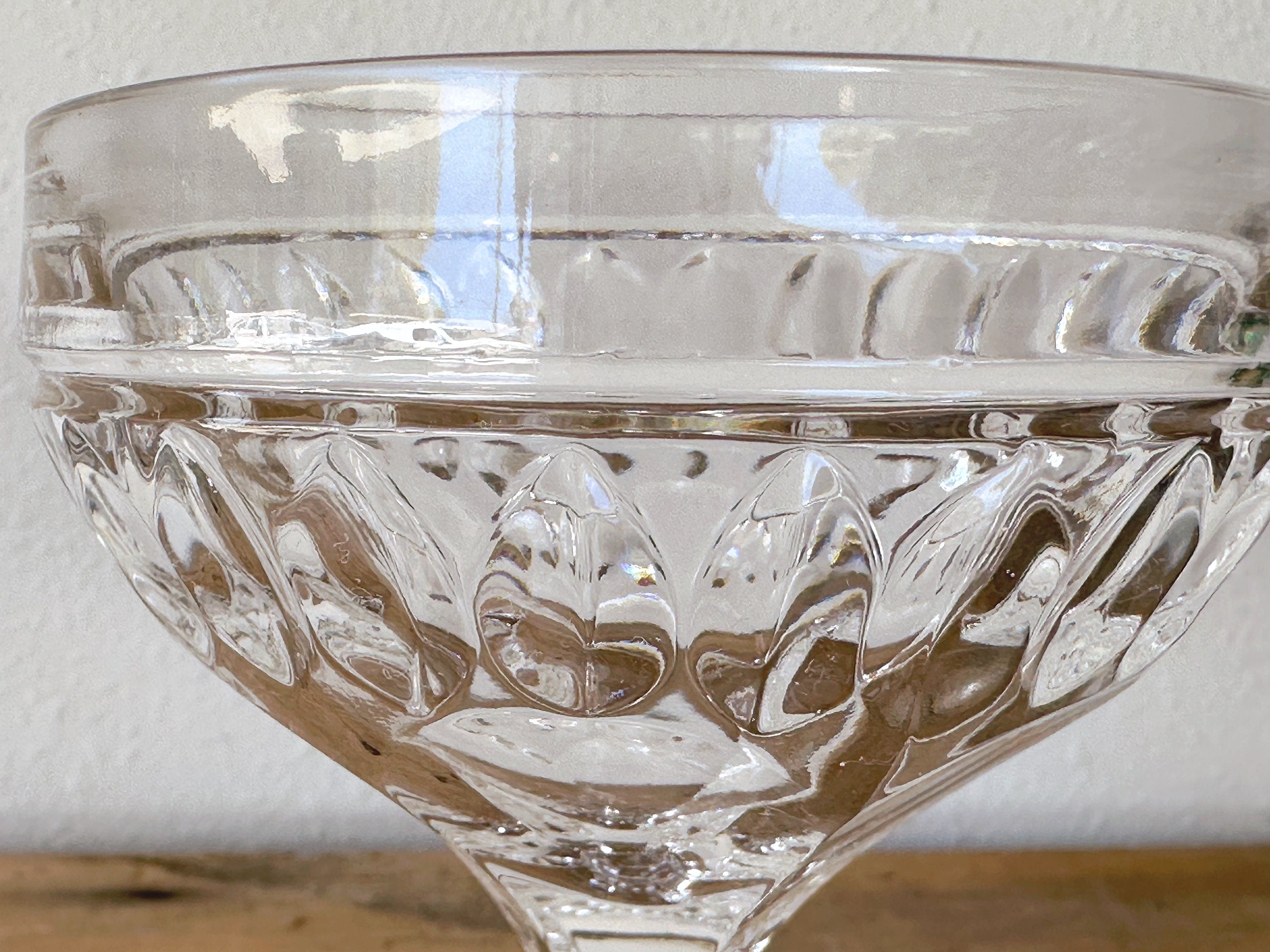 Pair of Vintage Crystal Champagne Coupe Glasses | Clear Craft Cocktail Glass Barware Drinkware | Wedding Gift Mother's Day