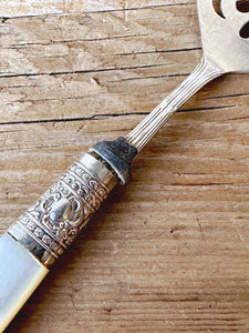 Antique Victorian Silver-Plated Cake Server with Pearl Handle | EPNS Sheffield Made in England c. 1900 | Vintage Large Serving Knife
