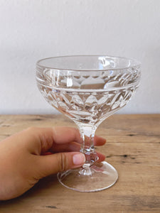 Pair of Vintage Crystal Champagne Coupe Glasses | Clear Craft Cocktail Glass Barware Drinkware | Wedding Gift Mother's Day