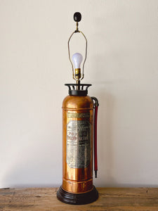 Antique Early 1900s Copper Fire Extinguisher Table Lamp Chicago | Repurposed Bar Lamp | Industrial Chic Bar Office Decor | Father's Day Gift