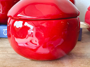 Vintage Pomegranate Soup Tureens with Lid by Barbara Eigan for Williams Sonoma in Set of 2, 4 or 6 | Red Round Ceramic Soup Bowls Tableware