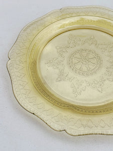 Vintage Etched Yellow Depression Glass 11" Dinner Plate by Federal Glass | SOLD INDIVIDUALLY| Patrician Spoke Amber Dinner Plate Dinnerware