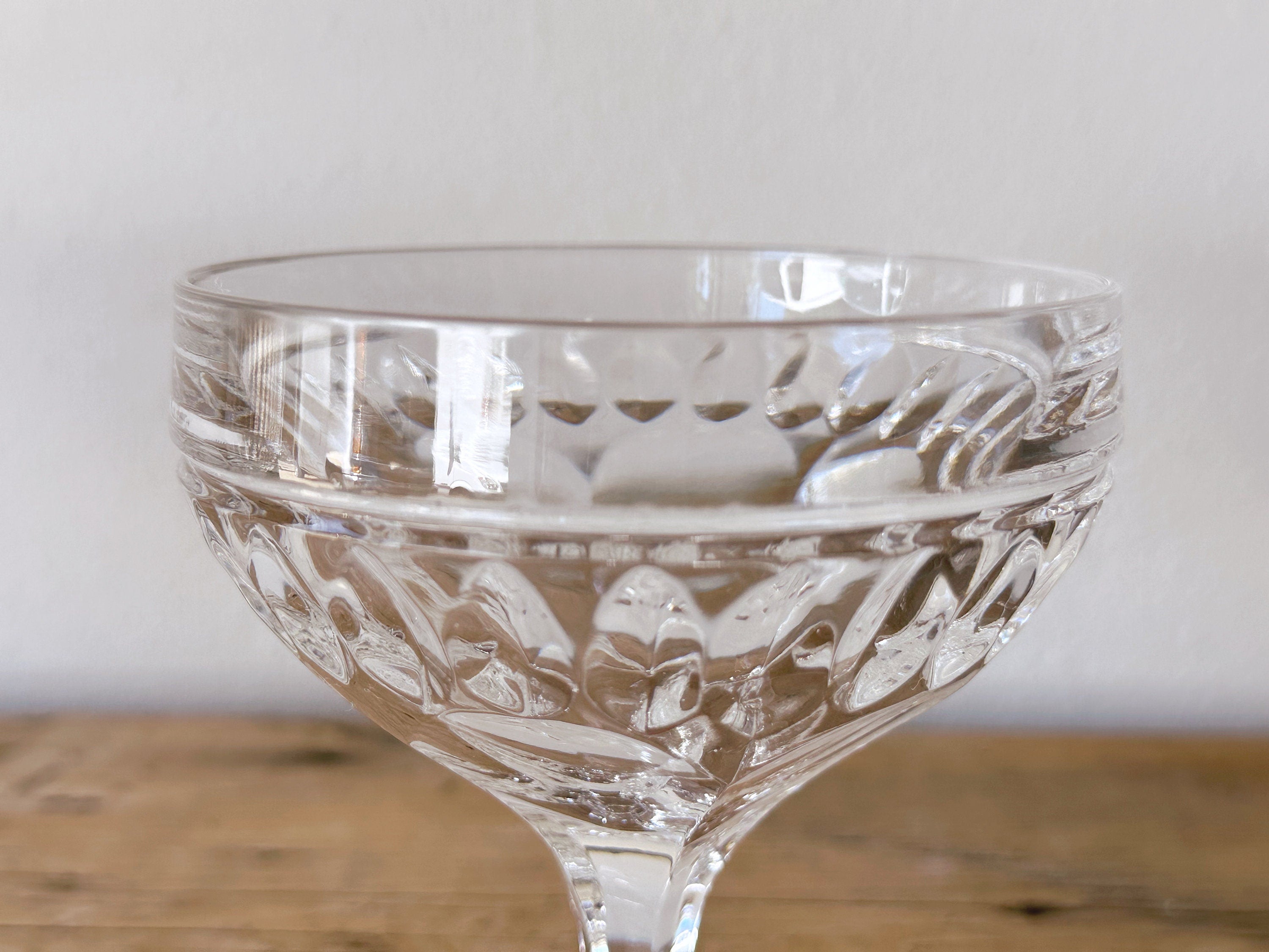 Pair of Vintage Crystal Champagne Coupe Glasses | Clear Craft Cocktail Glass Barware Drinkware | Wedding Gift Mother's Day