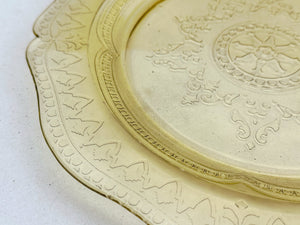 Vintage Etched Yellow Depression Glass 11" Dinner Plate by Federal Glass | SOLD INDIVIDUALLY| Patrician Spoke Amber Dinner Plate Dinnerware