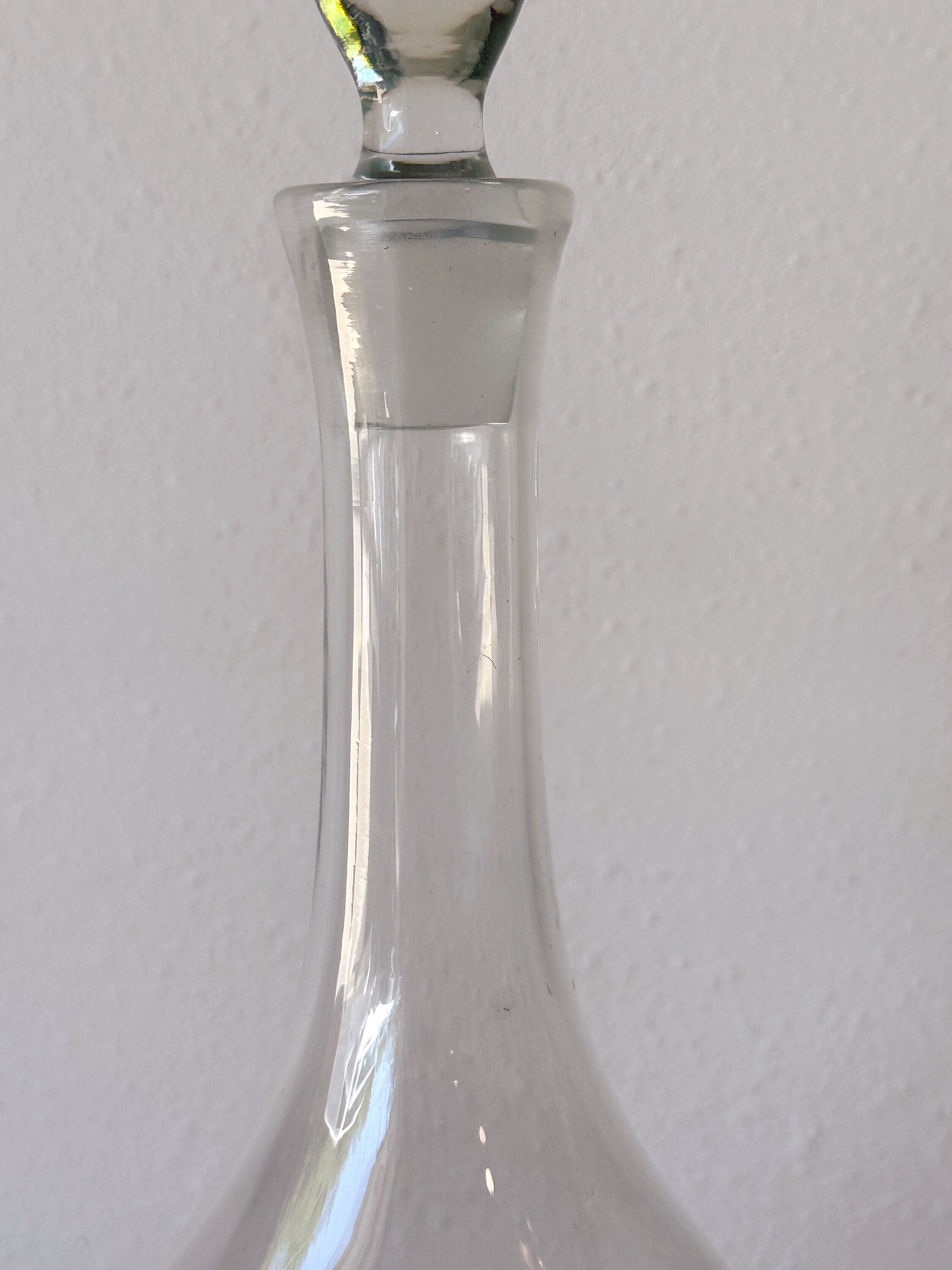 Modern Hand Blown Tall Glass Liquor and Wine Decanter with Solid Glass Stopper | Vintage Barware Home Bar Cart Decor | Father's Day Gift