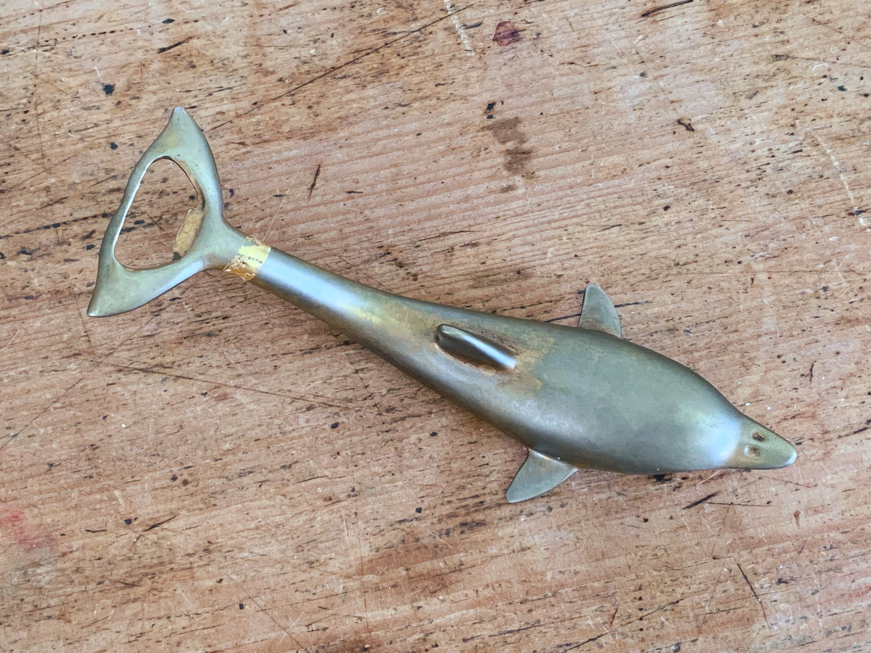Vintage Solid Brass Dolphin Bottle Opener Barware | Unique Home Accent