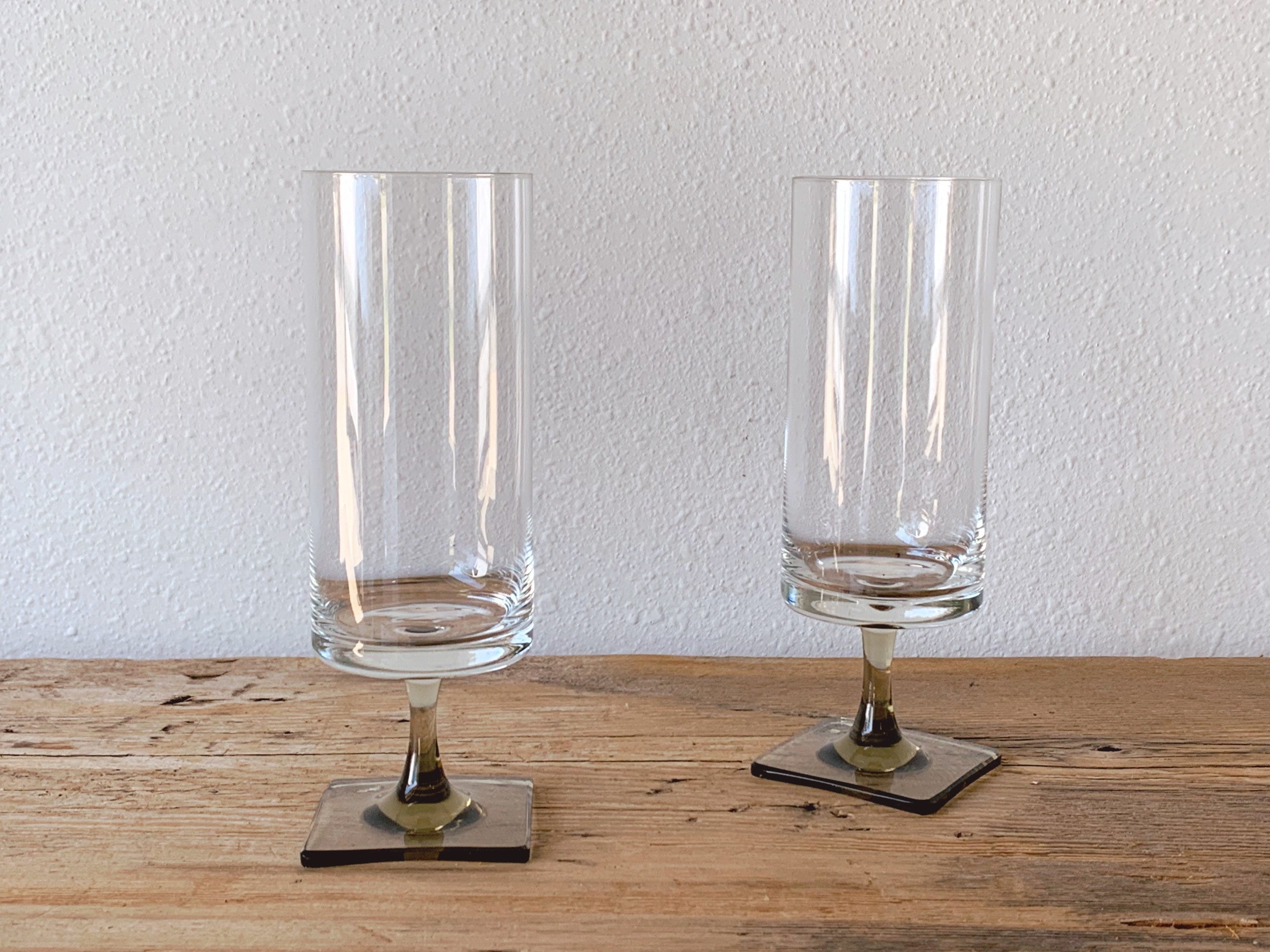 vintage Rosenthal linear smoke cocktail/wine glasses with grey square