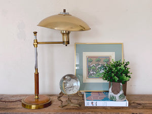 Italian Mid-Century Modern Brass Table Lamp with Swivel Arm