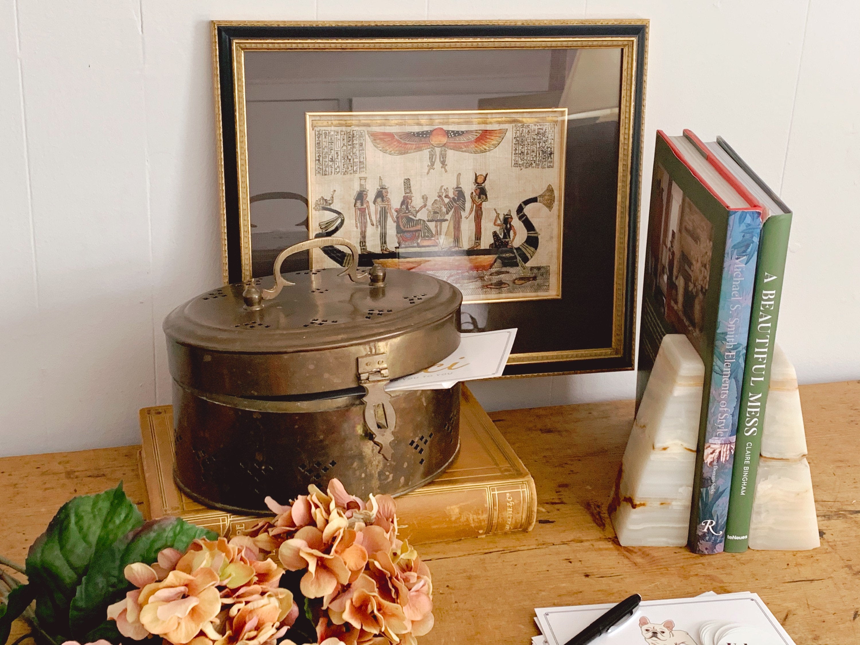Large Vintage Pierced Brass Cricket Box | Boho Chic Home Decor Office Storage Box