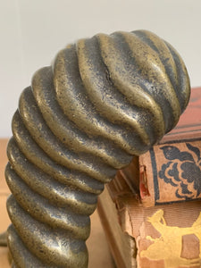 Large Vintage Hand Made Bronze Rams Horn Door Handle | Exterior Interior Sculpture Art Door Pull | Gate Front Door Handle Hardware