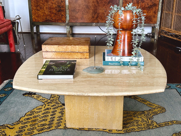 Vintage 1980s Italian Travertine Coffee Table | SHIPPING NOT FREE