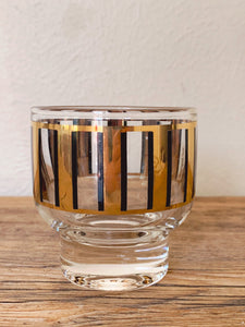 Mid Century Modern Culver Black and 24K Gold Stripe Cocktail Caddy Set with Pitcher and Six Glasses | Vintage Bar Glass Set | Gift for Him