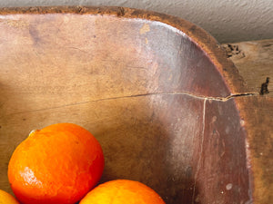 Antique Large Wooden Dough Bowl | Vintage Rustic Farmhouse Decorative Serving Platter Fruit Bowl | Centerpiece Bowl | Housewarming Gift