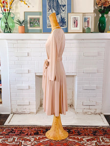 1960s Vintage Cream Pink Cocktail Party Dress by Cherida New Canaan, CONN | Size S | Retro Tie Waist Elegant Formal Dress | Wedding Guest