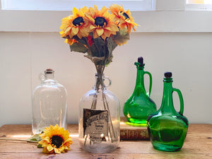 Vintage Green Glass Jug | Demijohn Carboy Wine Jug | Farmhouse Style Vase