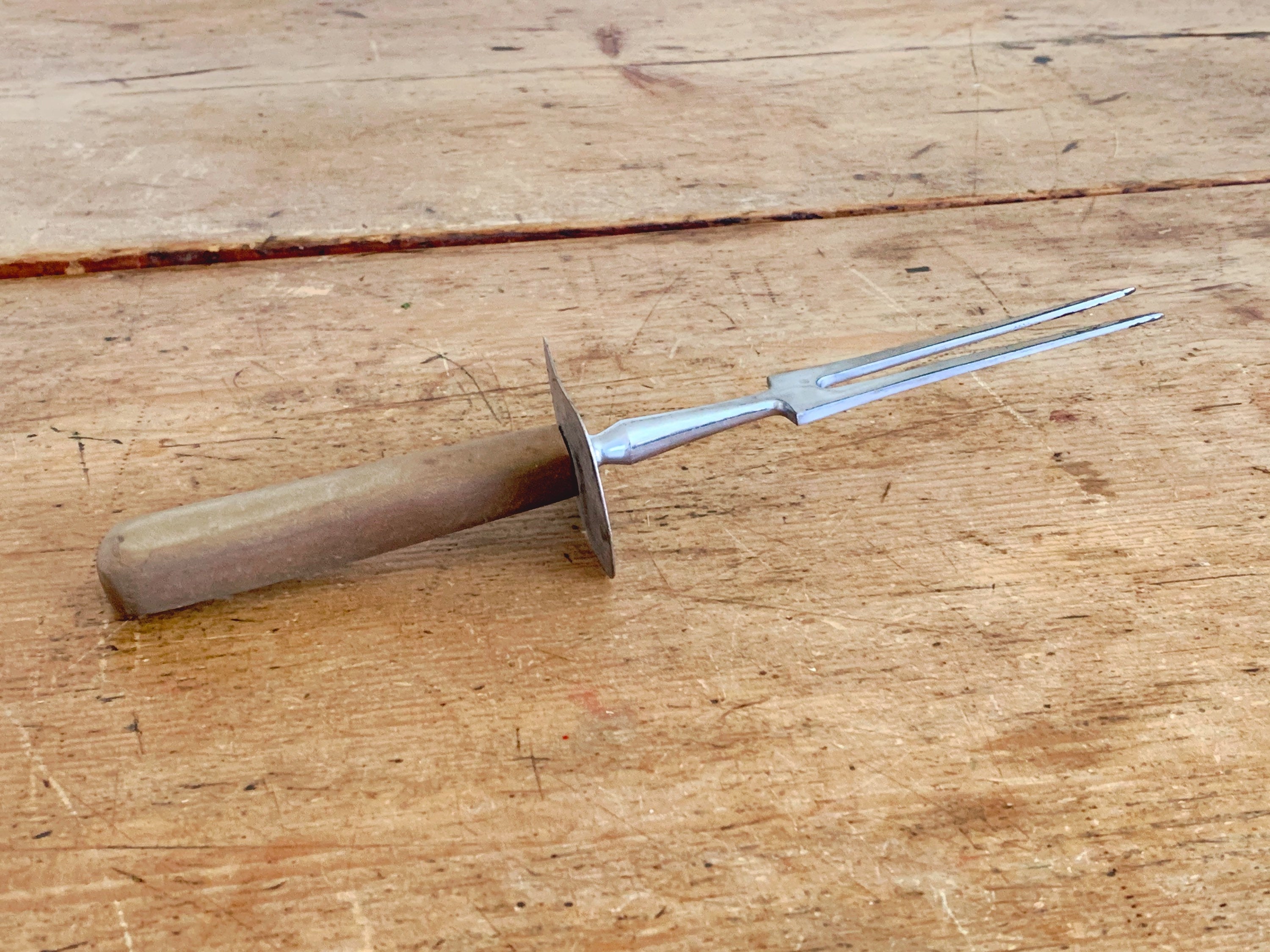 Vintage Abercrombie & Fitch Meat Fork with Polished Wood Handle | Antique Silverware Thanksgiving Carving Fork Summer Grilling
