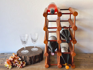 1960s Danish Mid Century Adjustable Wooden Wine Rack by Nissen Langaa | Vintage Teakwood 12 Bottle Wine Holder | Barware Home Decor