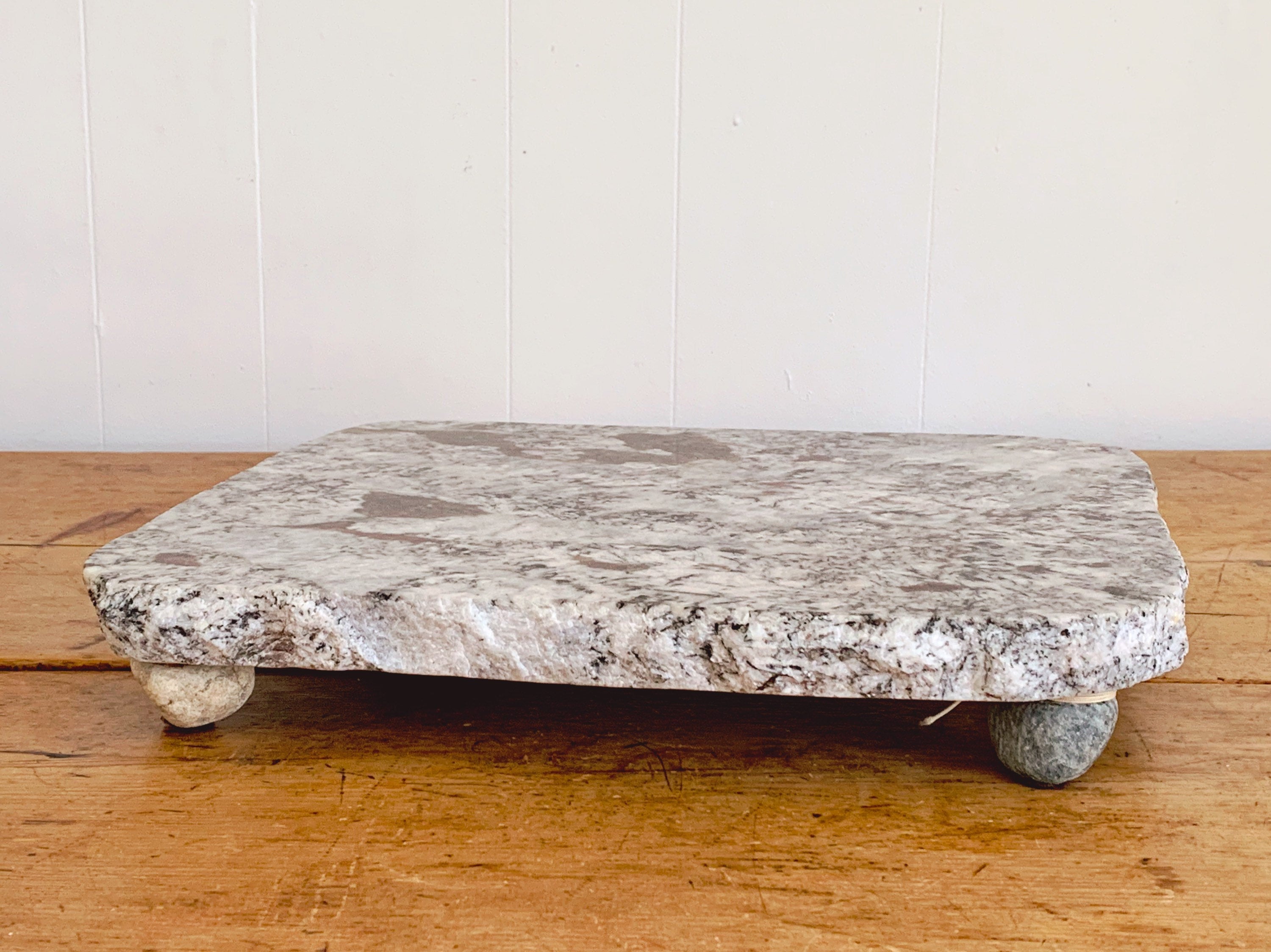 Large Vintage Marble Cheese Board with Four Feet | Beautifully Marbled Charcuterie Platter Serving Stand Cutting Board