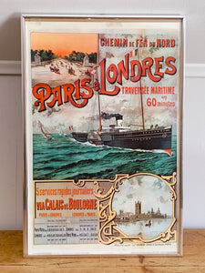 Early 20th Century French Poster for the Northern Paris Railroad Travel from Paris to London Framed | Paris a Londres Wall Decor