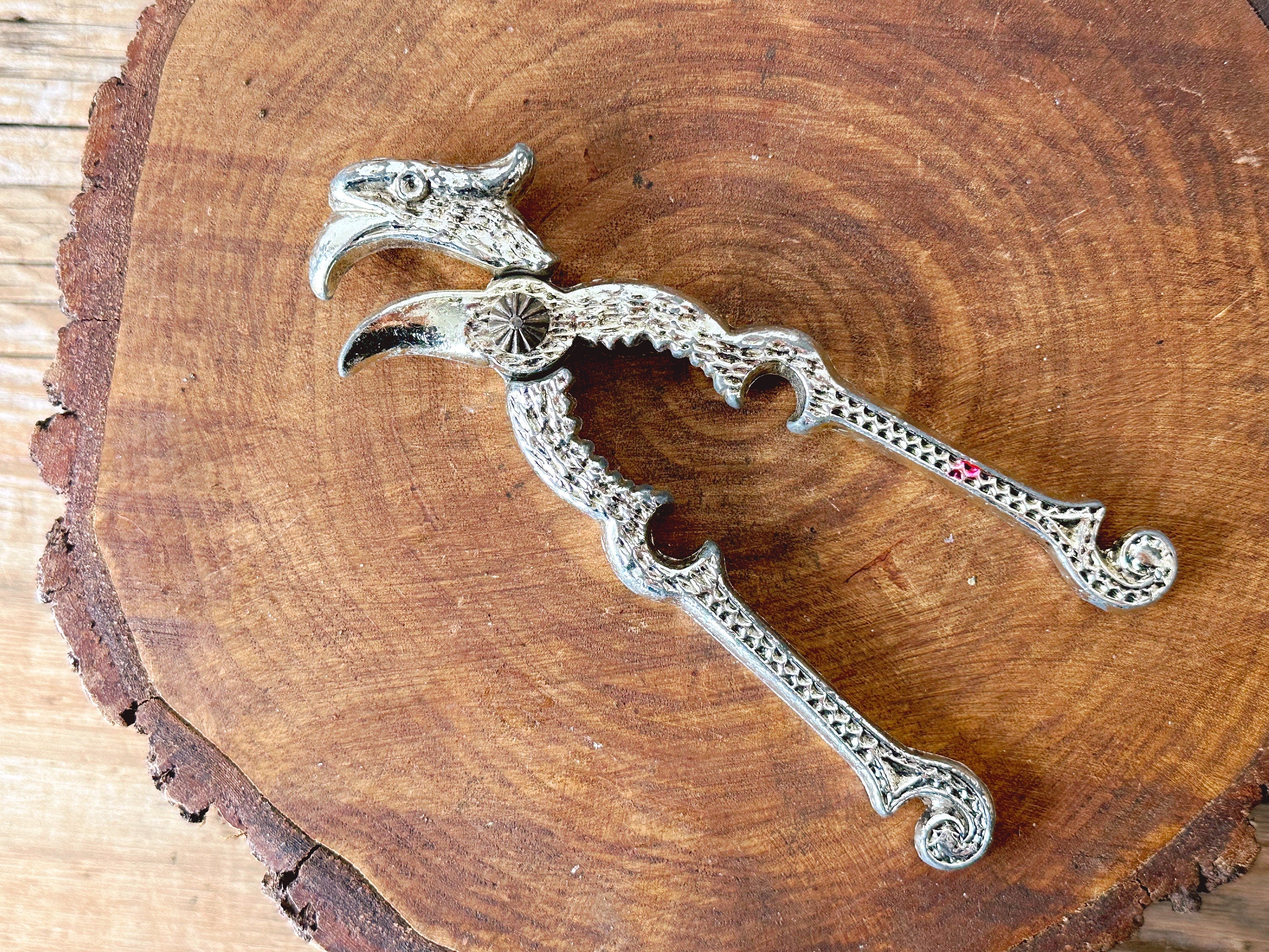 Antique Victorian Silver Tone Metal Eagle Bird Head Nutcracker | Christmas Holiday Stocking Stuffer | Kitchen Tool | Christmas Gift for Him