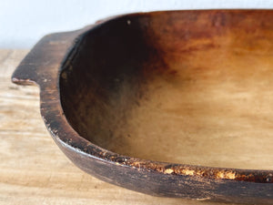 Antique Large Wooden Dough Bowl | Vintage Rustic Farmhouse Decorative Serving Platter Fruit Bowl | Centerpiece Bowl | Housewarming Gift