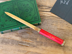 Vintage B&B St.Paul Advertising Letter Opener with Red Leather Handle | Office Supply | Gift for Dad