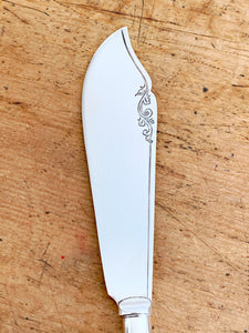 Vintage G. Luxner Sheffield England Fish Serving Knife with Sterling Silver and Faux Antler Handle | Unique Serving Ware Dinnerware