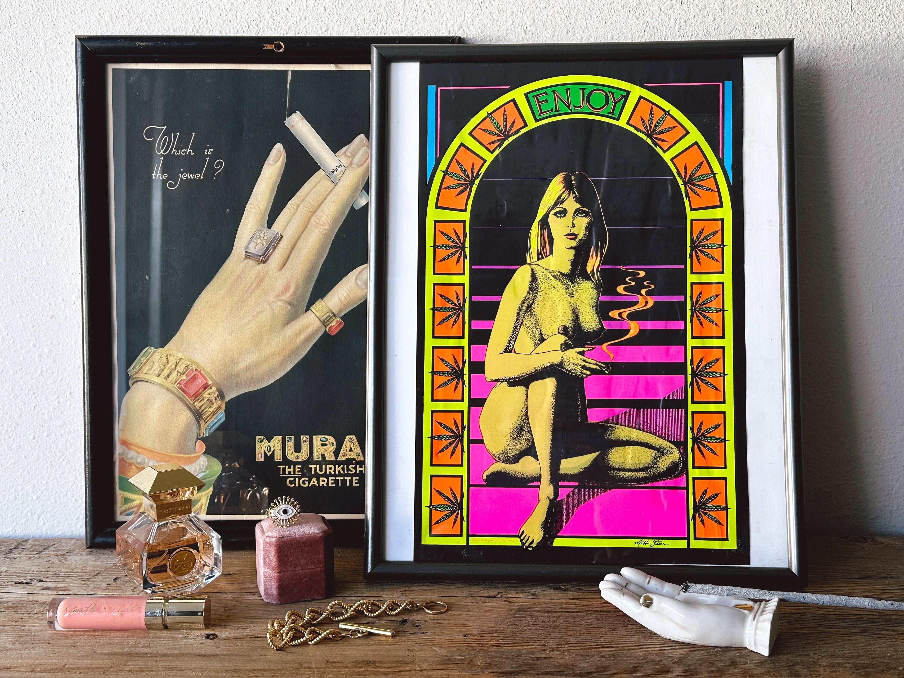 Antique Murad Turkish Cigarettes Advertising Poster in Wooden Frame | Vintage Tobacciana Art Collectible Advertisement | Gallery Wall Art