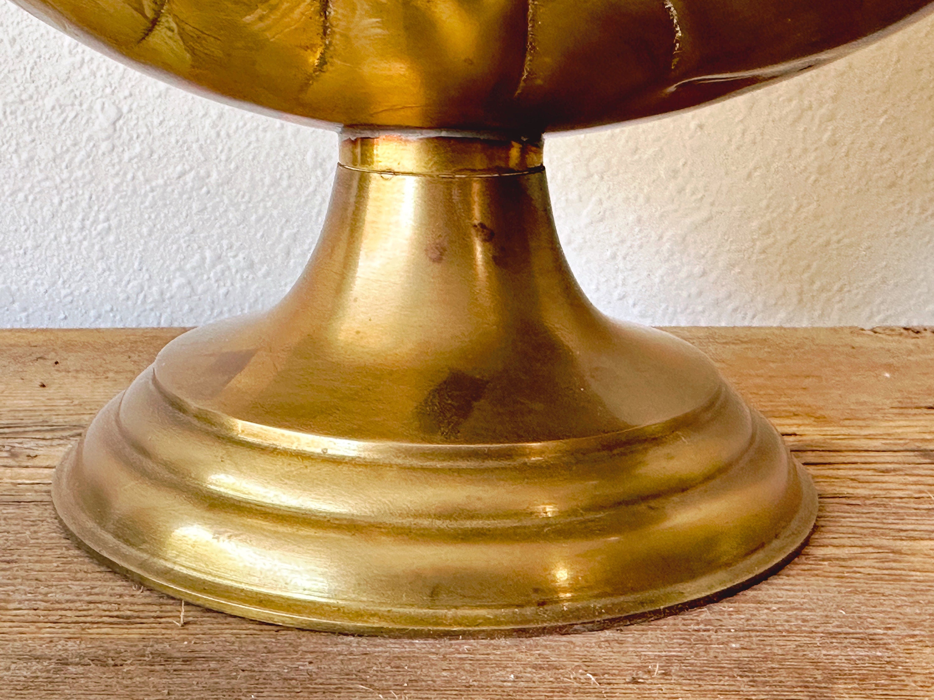 Large Vintage Brass Nautilus Sea Shell Planter, Hollywood Regency Pedestal