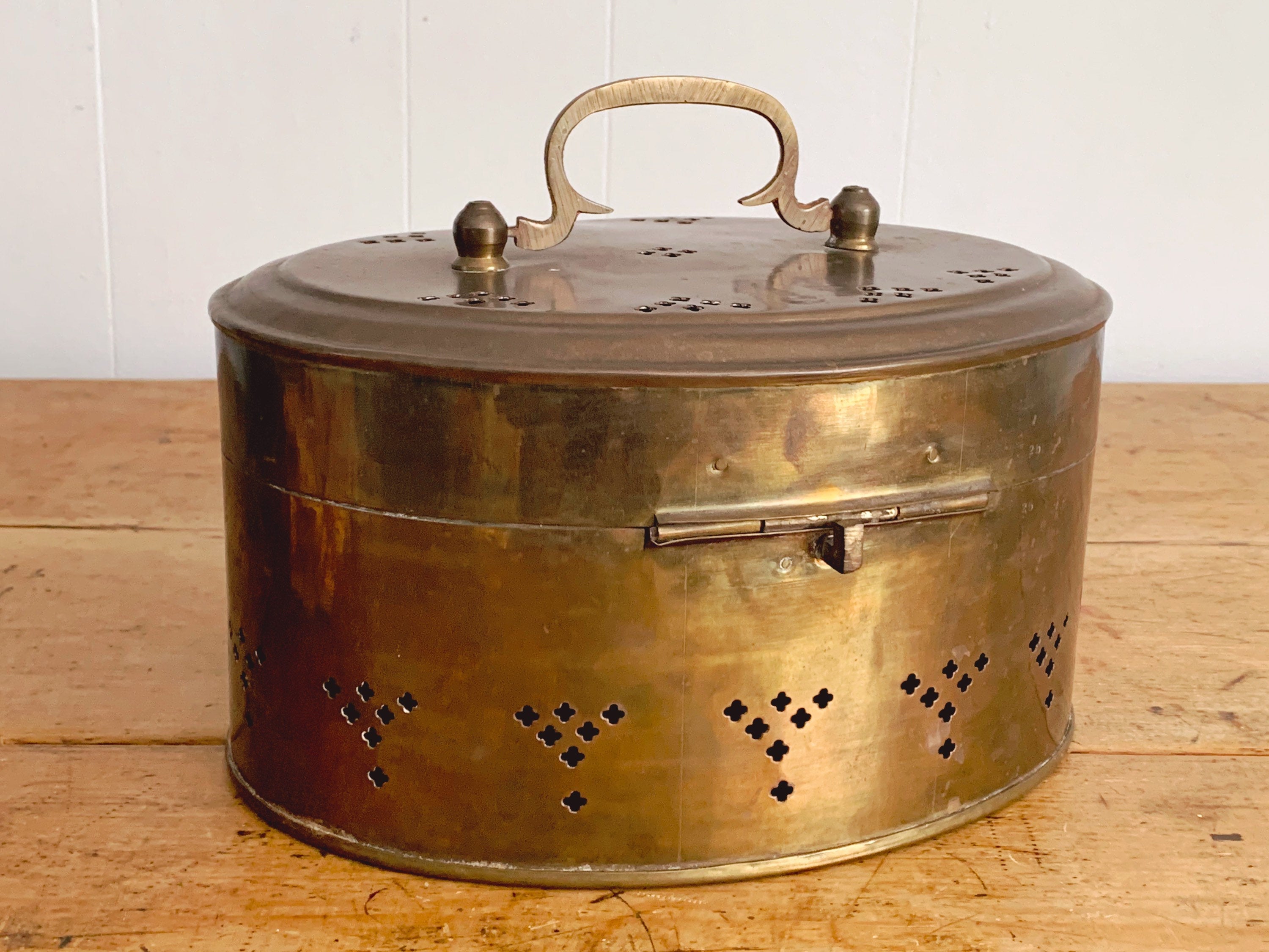 Large Vintage Pierced Brass Cricket Box | Boho Chic Home Decor Office Storage Box
