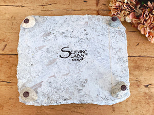 Large Vintage Marble Cheese Board with Four Feet | Beautifully Marbled Charcuterie Platter Serving Stand Cutting Board