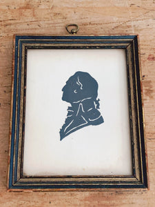 Antique Silhouettes of George Washington, Martha Washington and Benjamin Franklin in Old Wooden Frames | Vintage Wall Decor