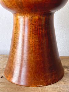 Vintage Handmade Teakwood Planter Bowl | Mid-Century Style Carved Wooden Pedestal Flower Pot Made in Thailand | Indoor Succulent Planter
