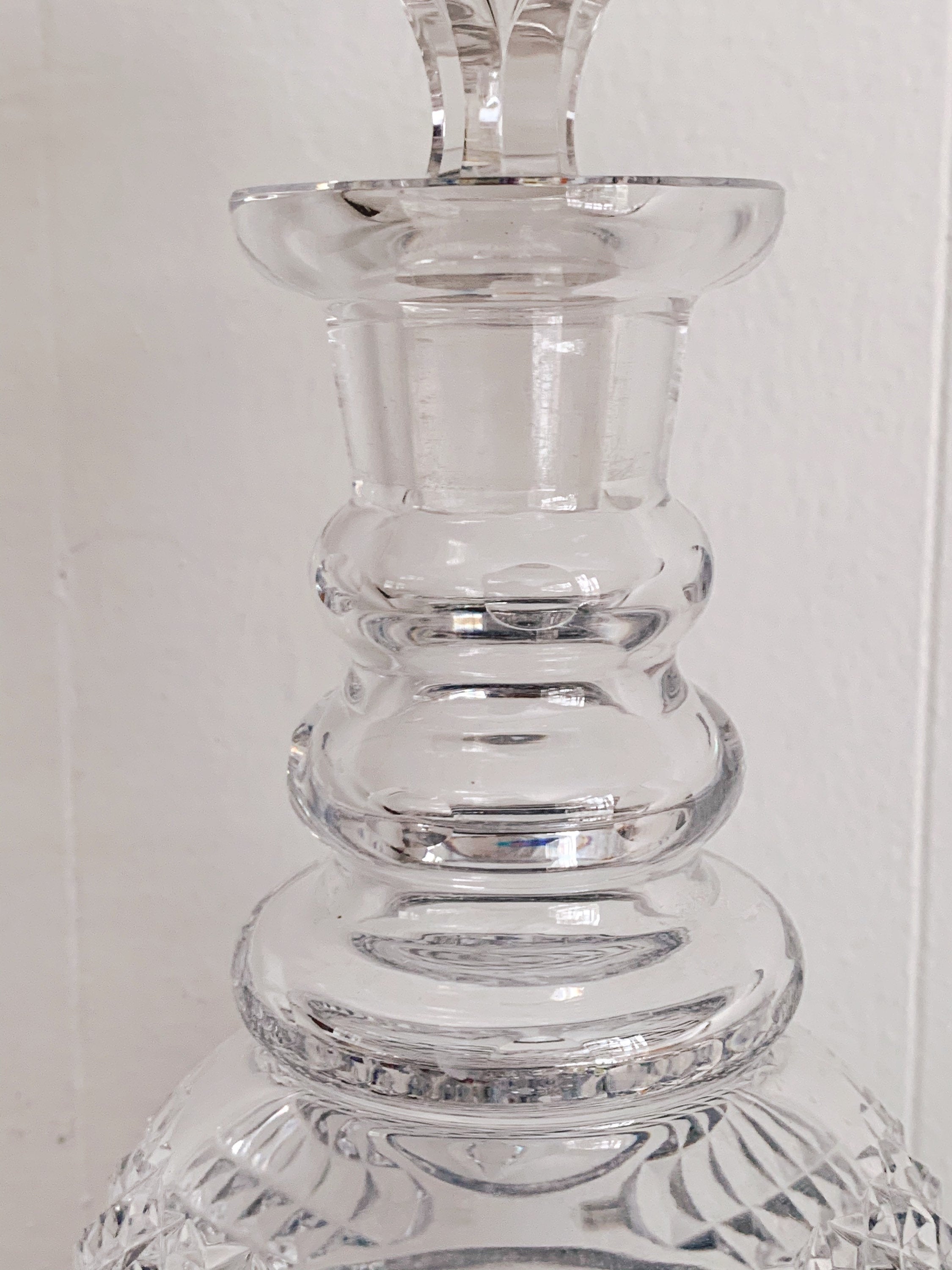 Vintage 19th Century Prussian Style Hand Blown and Cut Crystal Glass Decanter | Antique Barware Bar Cart Decor