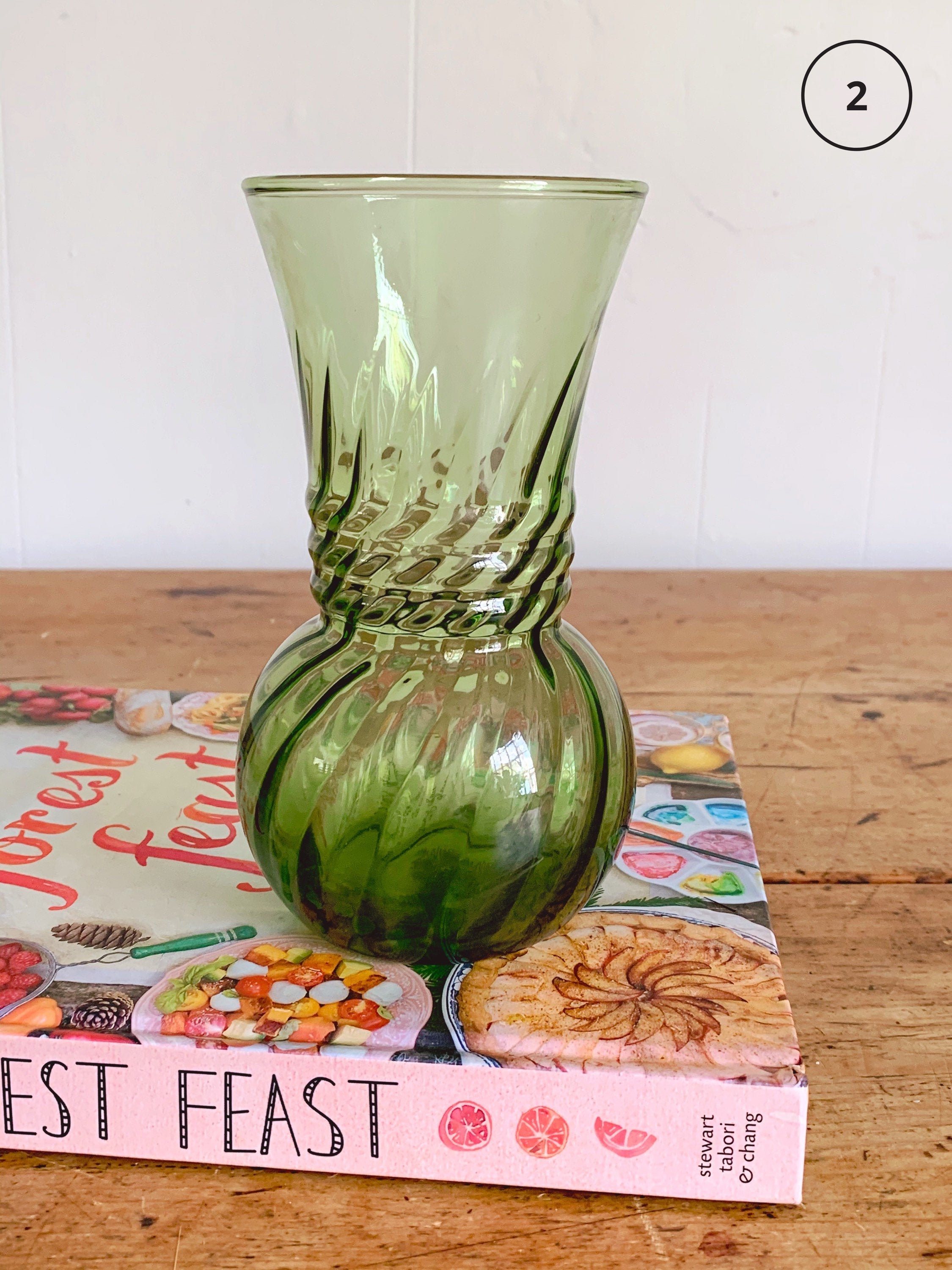 Assorted Vintage Hand Blown Swirl Glass Flower Vases in Pink and Green | Home Decor Gift for Her Housewarming Gift Mother's Day Gift