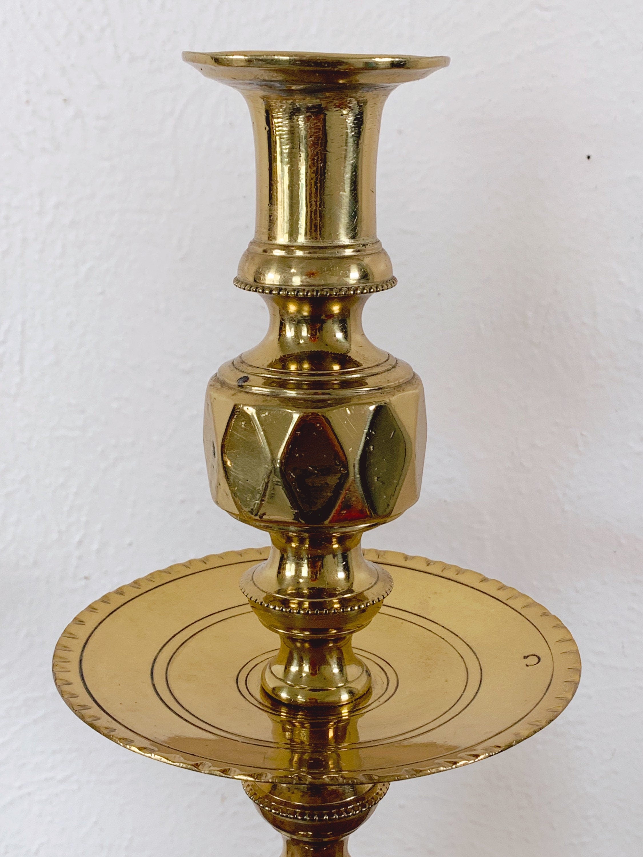 Pair of Tall Schatz & Bolander Birmingham England Antique Brass Candlesticks | 19th Century Beehive Victorian English Candle Holders