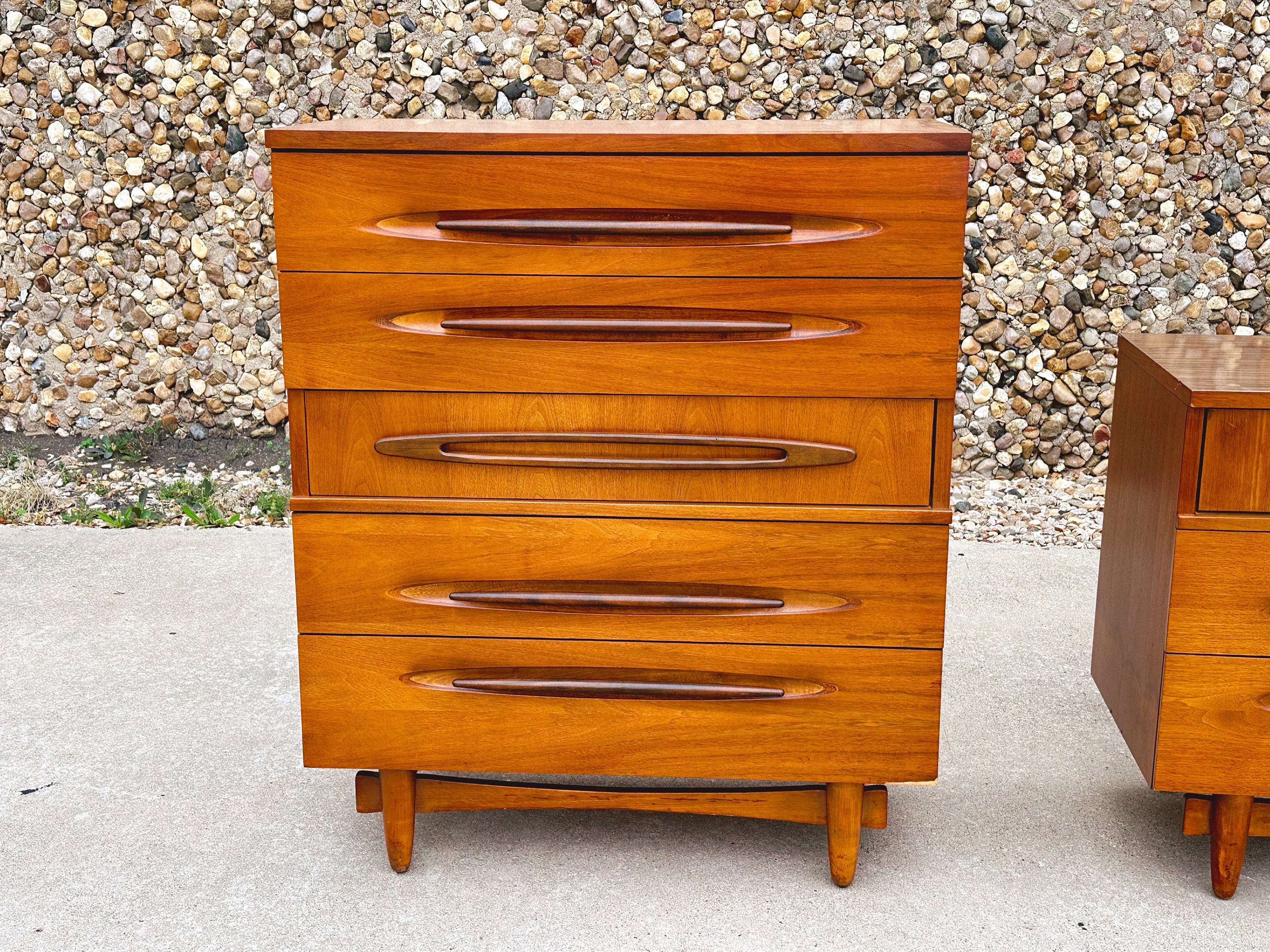 Vintage Mid Century Modern 5-Drawer Tallboy Dresser by Ward Furniture Mfg Co | SHIPPING NOT FREE | Bedroom Furniture Chest of Drawers