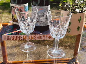 Pair of Vintage Gorham Crystal "King Edward" Wine Glasses | Brilliant Cut Crystal Goblets | Craft Cocktail Glasses | Valentine's Day Gift