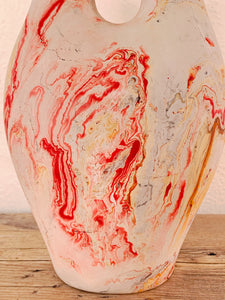 Large Vintage Nemadji Pottery Wedding Vase in Pink and Cream | Southwestern Style Home Decor | Mid-Century Ceramic Vase | Wedding Gift