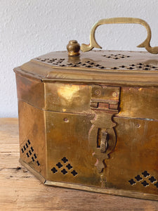 Large Vintage Pierced Brass Cricket Box Made in India | Boho Chic Home Decor Storage Box | Jewelry Box Keepsake Box | Home Organization