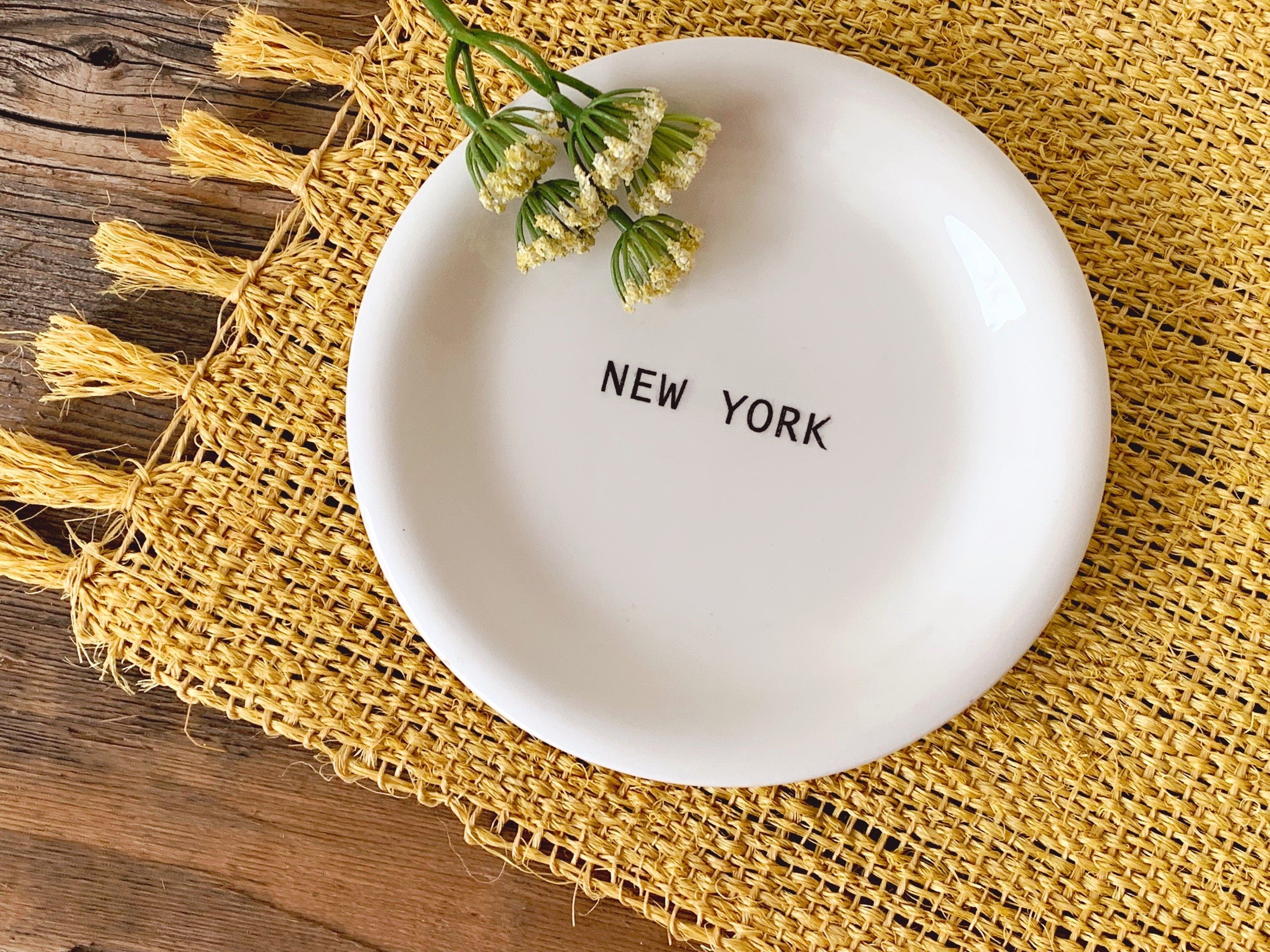 Vintage White Ceramic ]City Side Plates in New York, London, Paris, Rome, Rio | 6.5" in Dessert Plate | Afternoon Tea Bread and Butter Plate