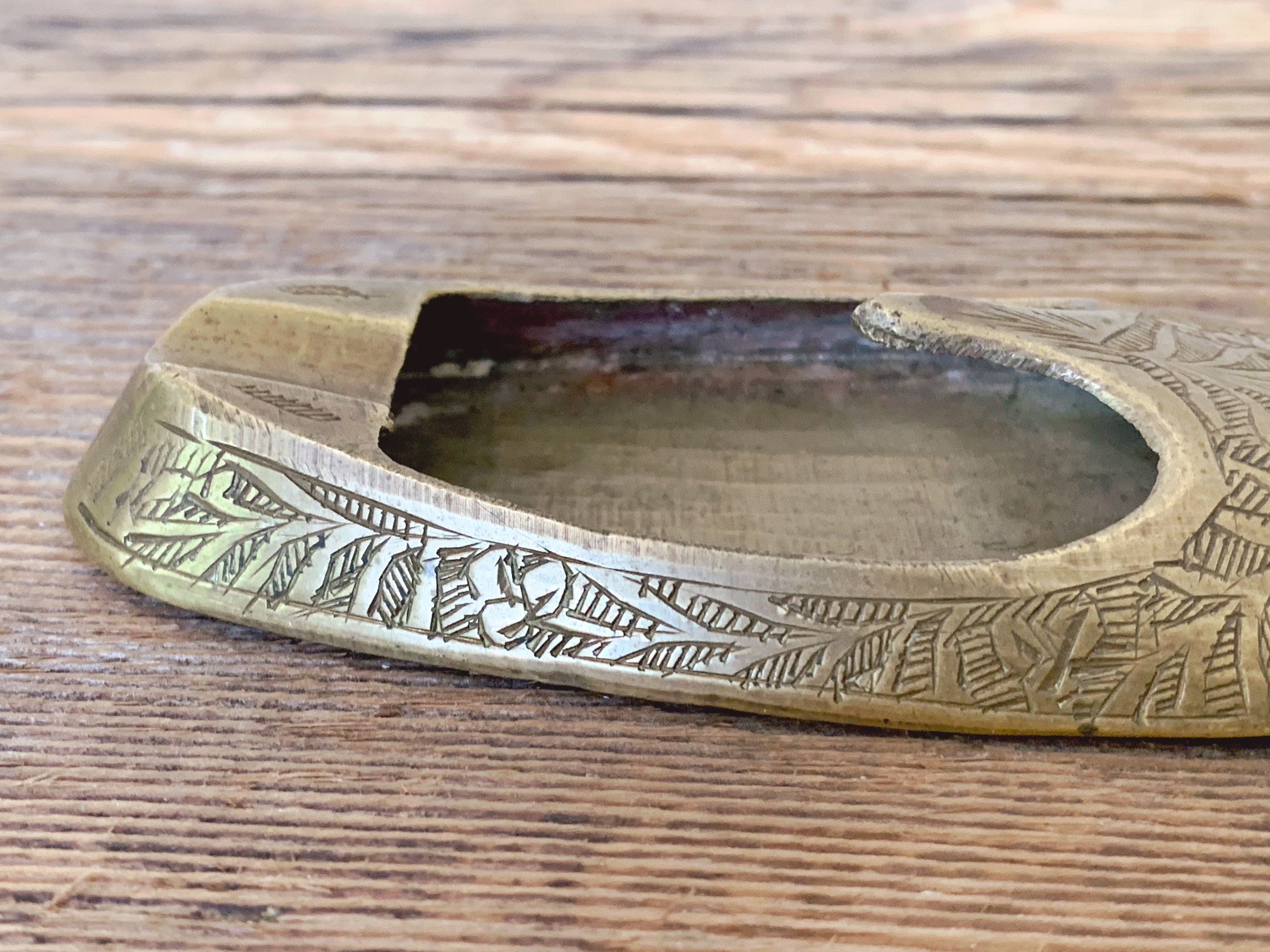 Pair of Vintage Etched Mini Brass Shoe Ashtrays | Mid Century Slipper Ashtray | Cigaret Accessory Men's Tobacciana Gift | Man Cave Decor