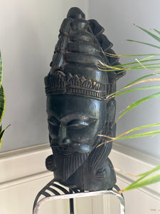 Amazing Extra Large Antique Wooden Head Statue | Vintage Hand Carved Wood Religious Figure Portrait | Art Object Sculpture
